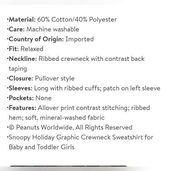 Nwt Boy or Girl Unisex Peanuts Snoopy Crewneck Sweatshirt - Picture 8 of 8